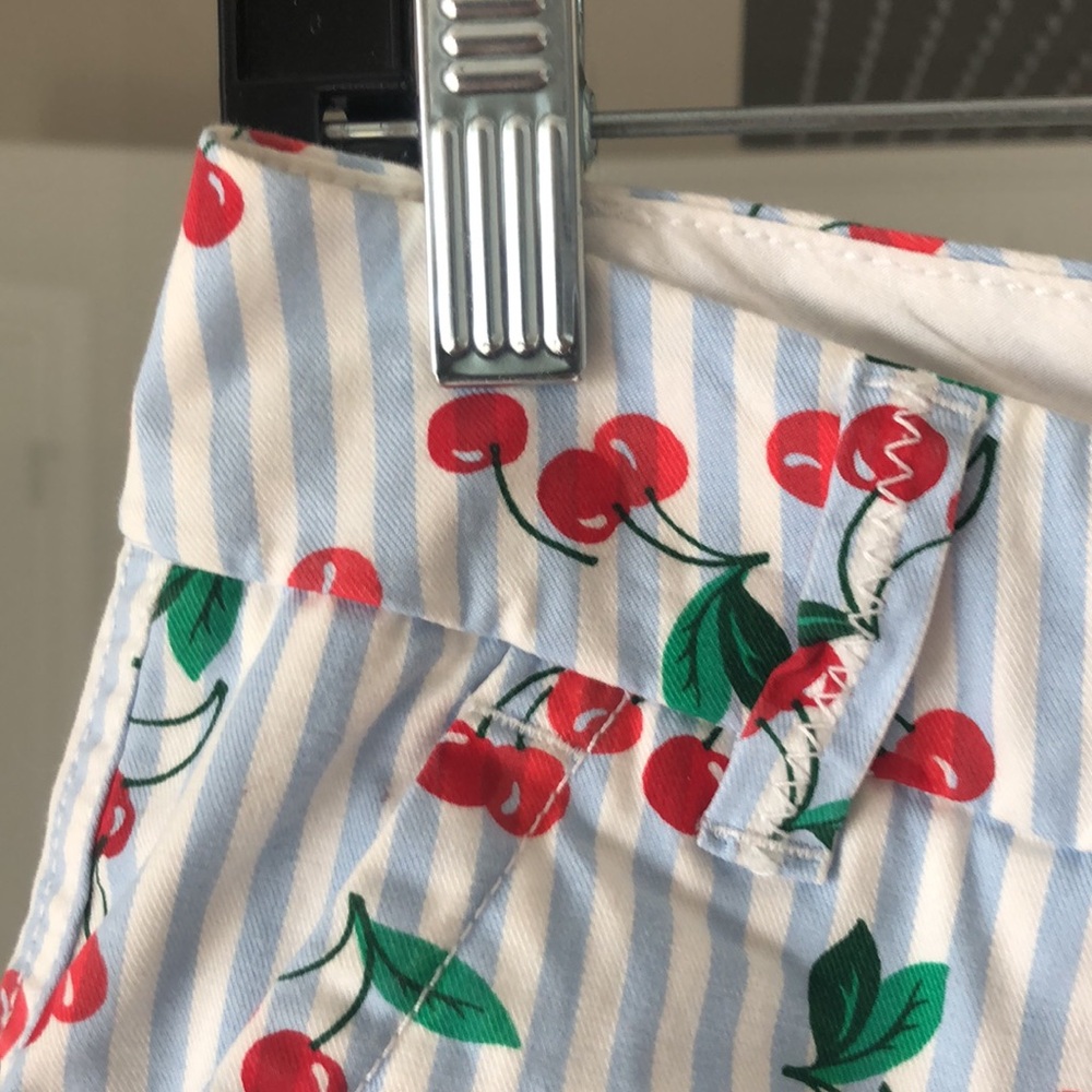 Crown & Ivy Caroline cherry blue striped summer shorts 6 rockabilly retro - Picture 2 of 8